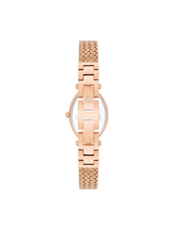 Anne Klein Oval Crystal Accented Mesh Bracelet Watch Rose Goldtone Women Watches 038 Jewelry