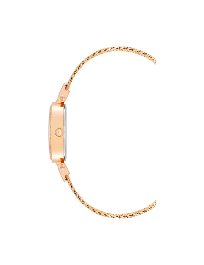 Anne Klein Oval Crystal Accented Mesh Bracelet Watch Rose Goldtone Women Watches 038 Jewelry