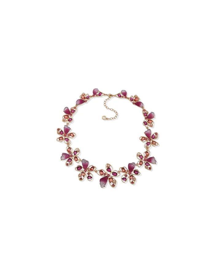 Anne Klein Pink Multi Stone Flower Collar Gold Tone Women Watches 038 Jewelry Anne Klein Pink Multi Stone Flower Collar Gold Tone Women Watches 038 Jewelry