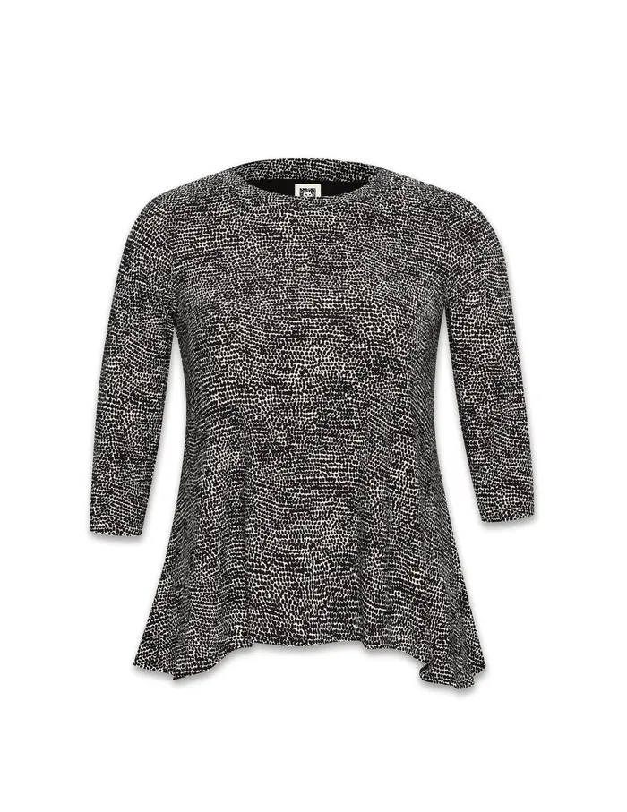 Anne Klein Plus Size Pebble Dot Sharkbite Knit Top Anne Black Women Clothing