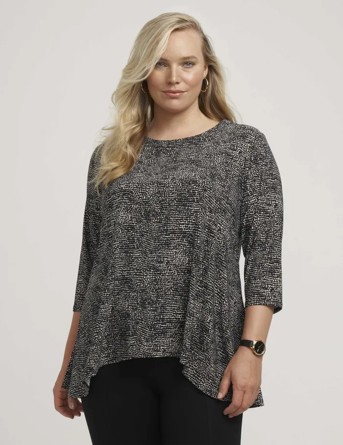 Anne Klein Plus Size Pebble Dot Sharkbite Knit Top Anne Black Women Clothing