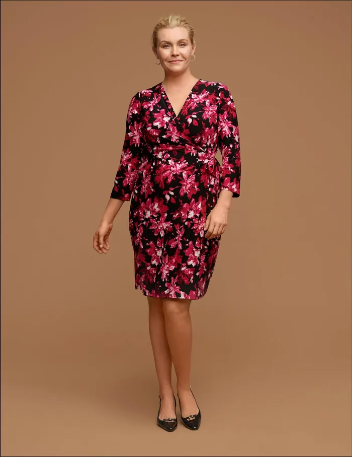 Anne Klein Plus Size Printed Classic Wrap Dress Anne Black Women Clothing