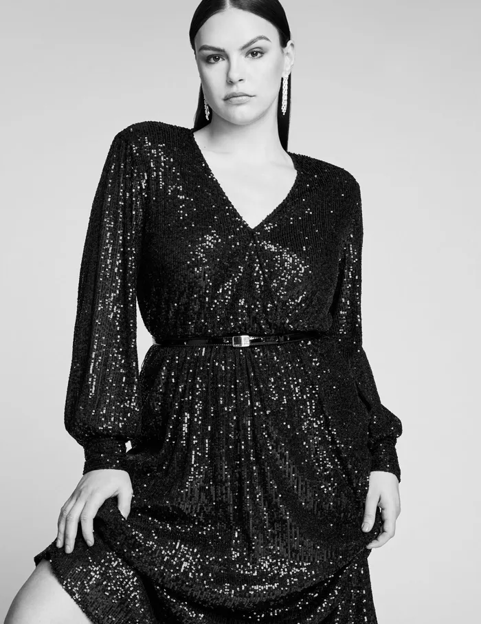 Anne Klein Sequin Midi Dress Anne Black Women Clothing