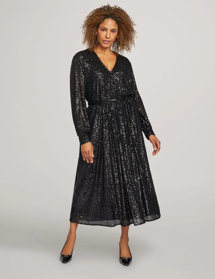 Anne Klein Sequin Midi Dress Anne Black Women Clothing