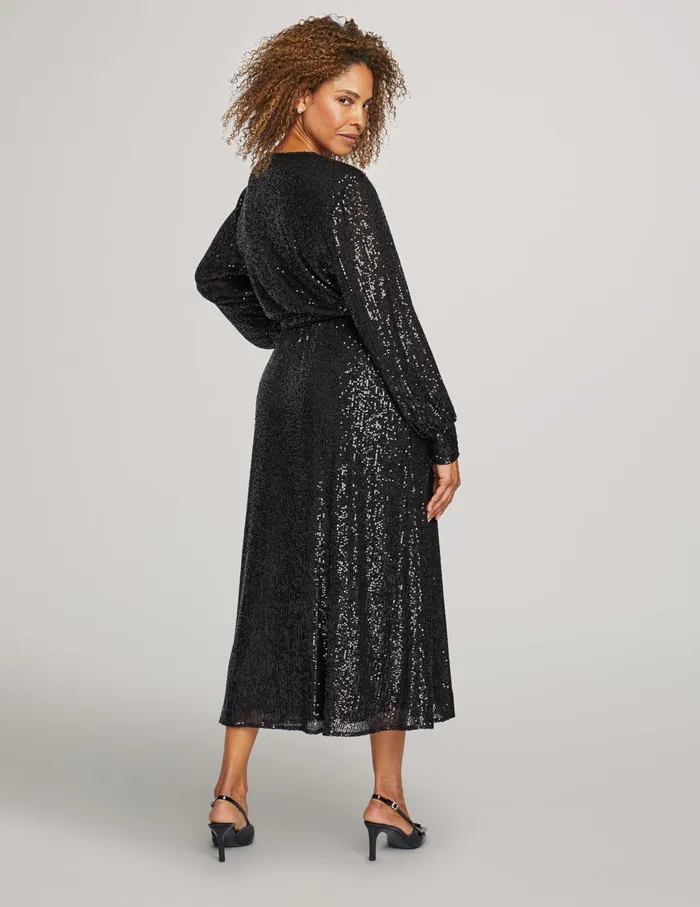 Anne Klein Sequin Midi Dress Anne Black Women Clothing