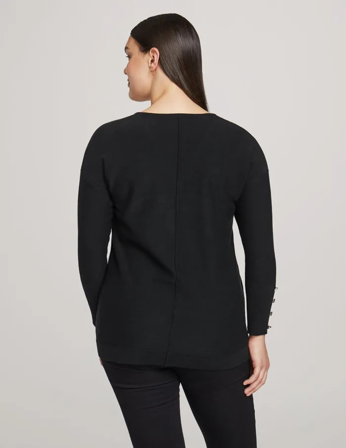 Anne Klein V Neck Long Sleeve With Buttons Anne Black Women Clothing
