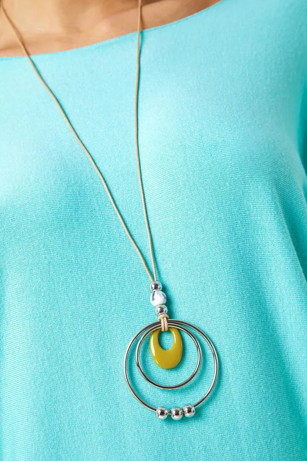 Aqua Necklace Detail Stretch Knit Top Women Roman Tops