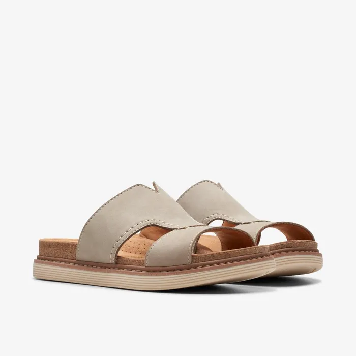Arwell Walk Stone Nubuck Women Clarks Sandals and Flip Flops