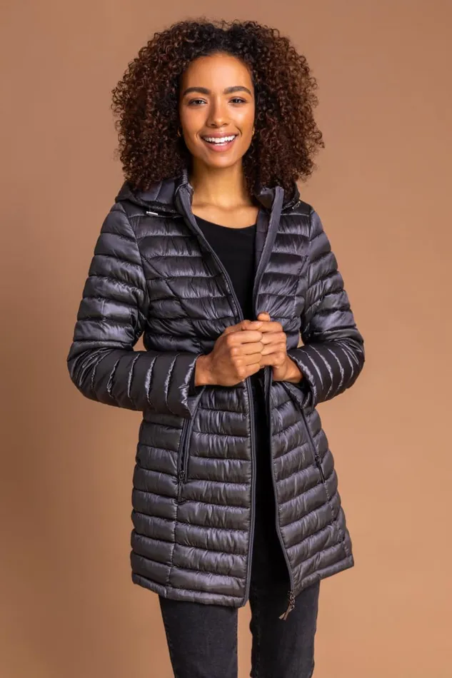 Ash Longline ZipThrough Padded Coat Women Roman Coats