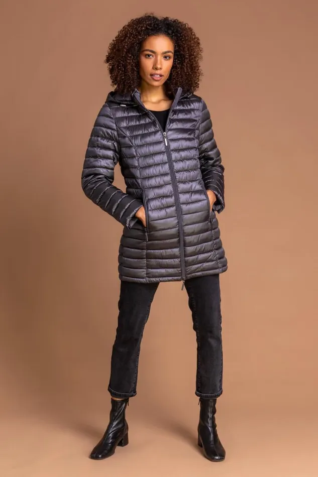 Ash Longline ZipThrough Padded Coat Women Roman Coats