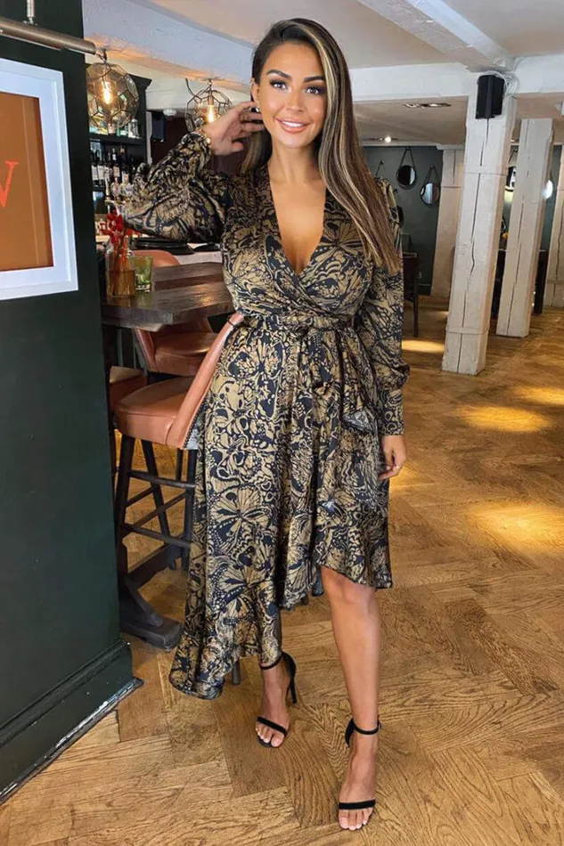 AX Paris Black Butterfly Printed Wrap Midi Dress Midi Dresses