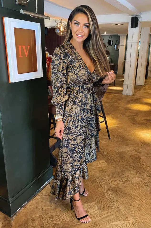 AX Paris Black Butterfly Printed Wrap Midi Dress Midi Dresses