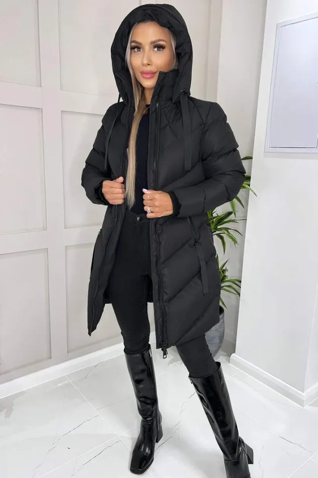 AX Paris Black LongLine Padded Coat Coats and Jackets