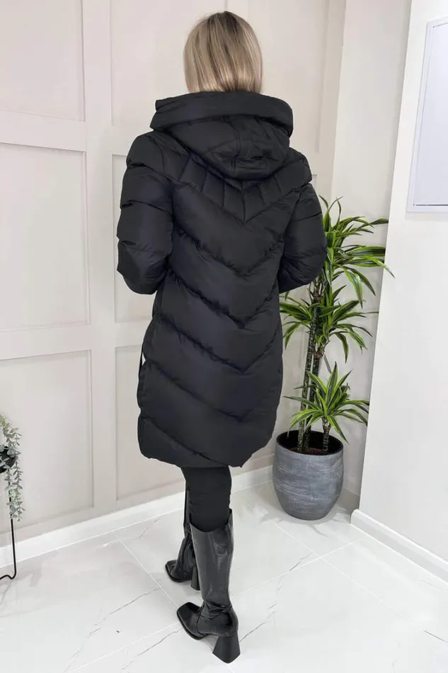 AX Paris Black LongLine Padded Coat Coats and Jackets