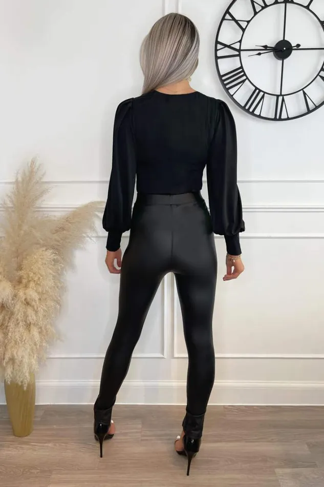 AX Paris Black Round Neck Long Sleeve Bodysuit Tops