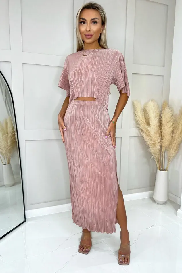 AX Paris Champagne Plisse Maxi Skirt Skirts and Shorts