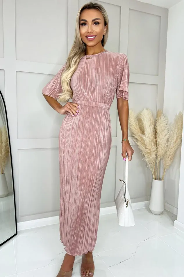 AX Paris Champagne Plisse Maxi Skirt Skirts and Shorts