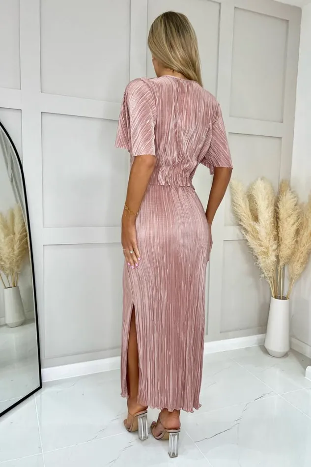 AX Paris Champagne Plisse Maxi Skirt Skirts and Shorts