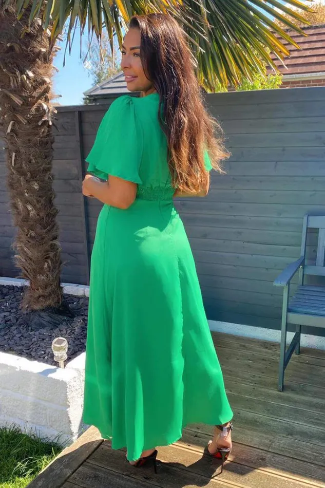 AX Paris Green Gathered Waist Midi Dress Midi Dresses
