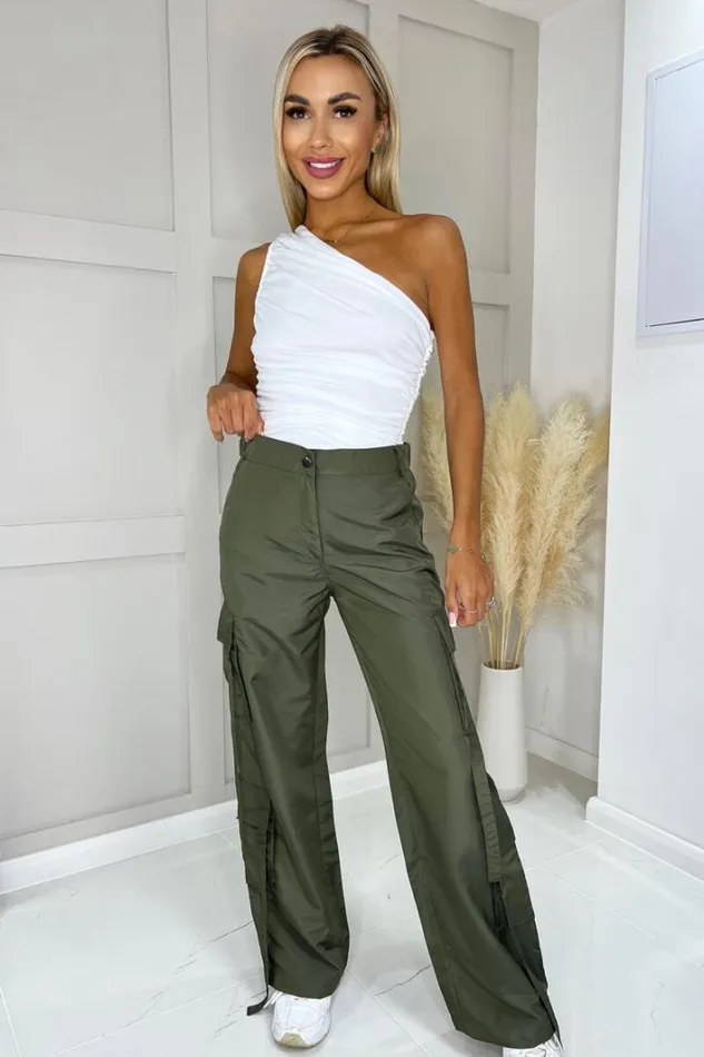 AX Paris Khaki Strap Detail Cargo Pants Loungewear