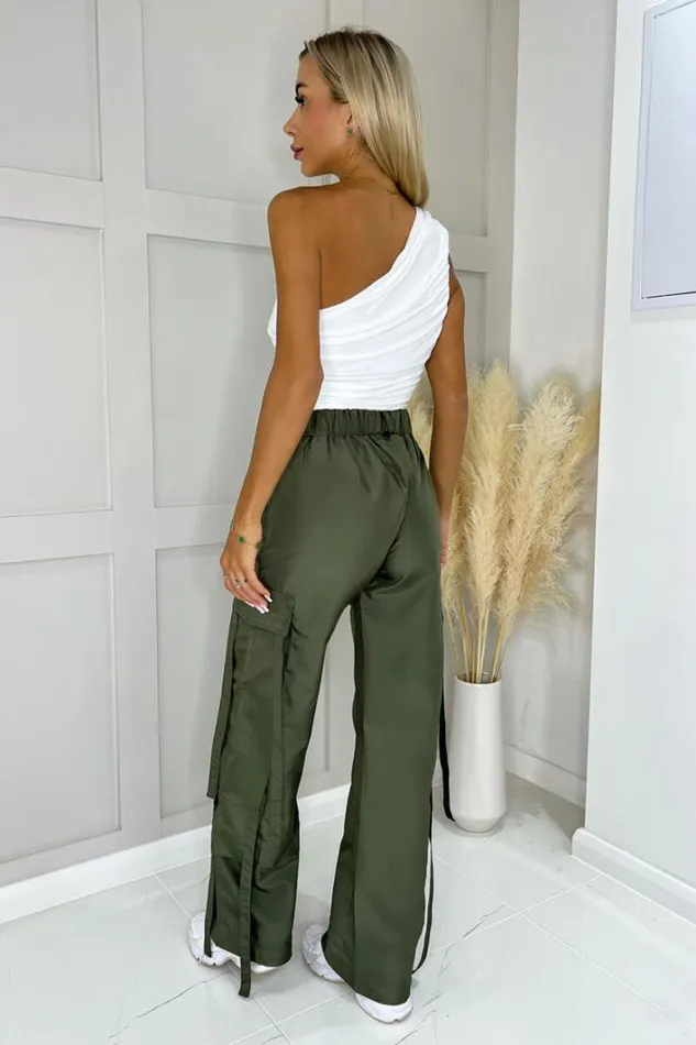 AX Paris Khaki Strap Detail Cargo Pants Loungewear