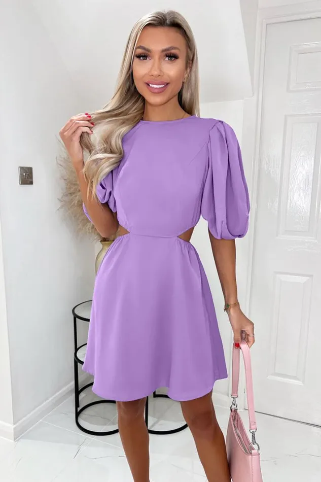AX Paris Lilac Cut Out Round Neck Mini Dress Dresses