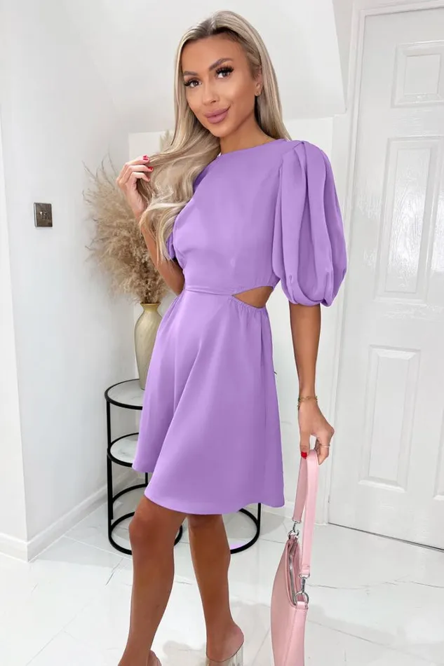AX Paris Lilac Cut Out Round Neck Mini Dress Dresses