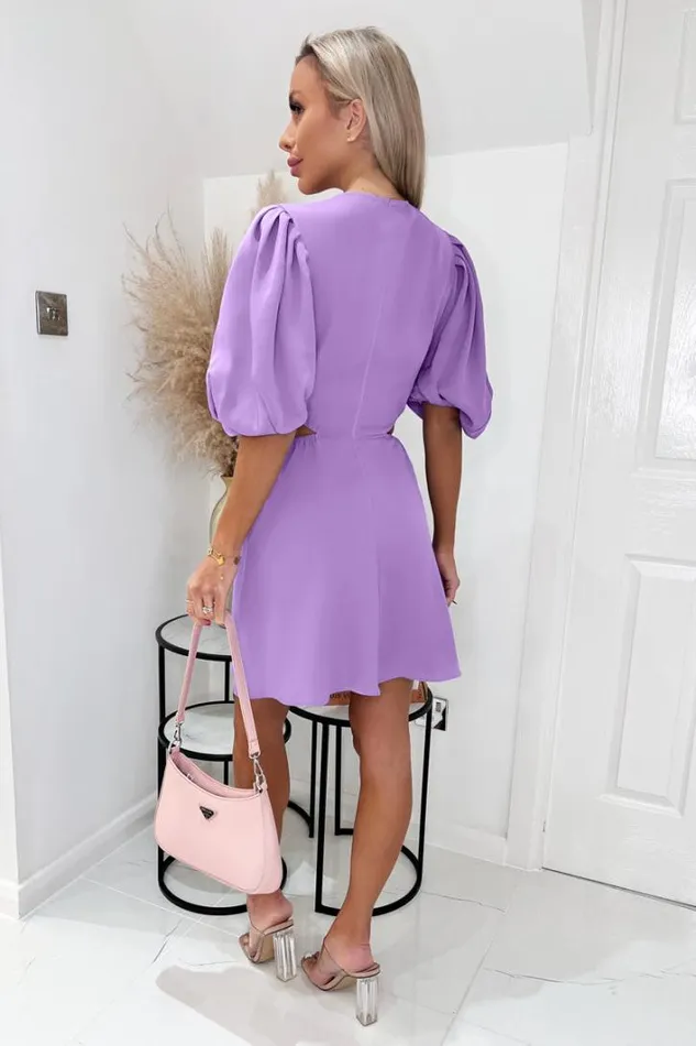 AX Paris Lilac Cut Out Round Neck Mini Dress Dresses