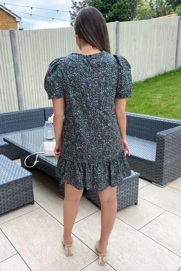 AX Paris Multi Ditsy Floral Puff Sleeve Smock Dress Day Dresses