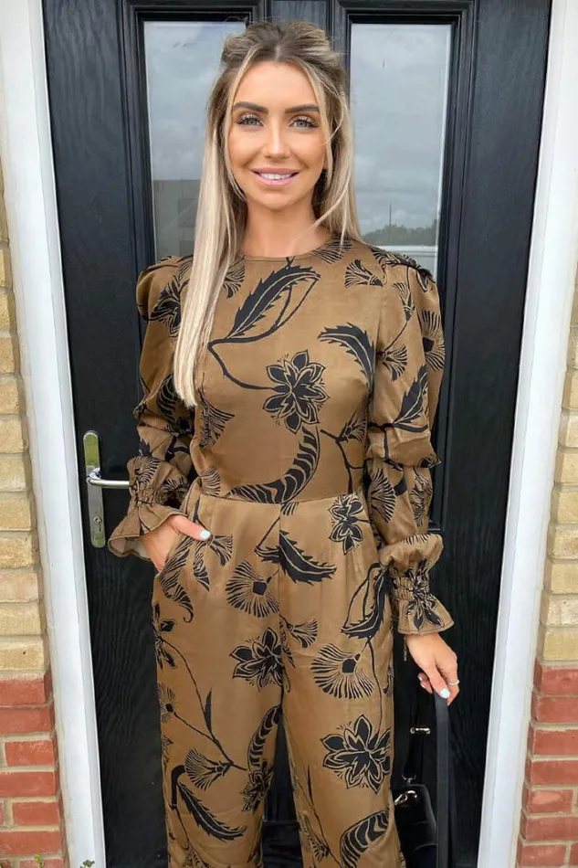 AX Paris Multi Floral Printed Elasticated Sleeve Jumpsuit Jumpsuits And Playsuits