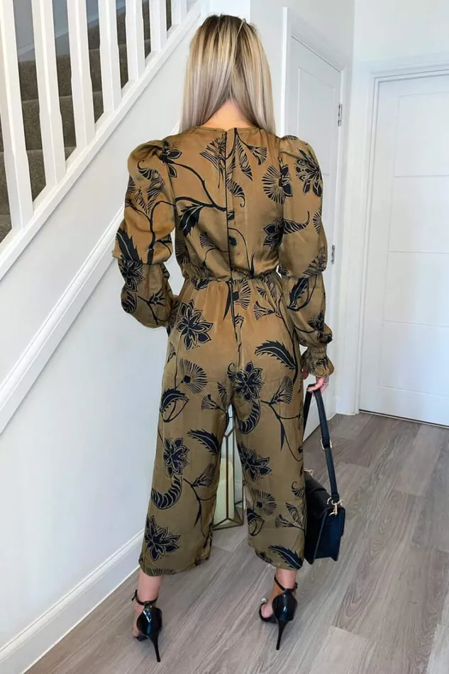 AX Paris Multi Floral Printed Elasticated Sleeve Jumpsuit Jumpsuits And Playsuits