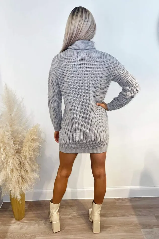 AX Paris Silver Roll Neck Knitted Jumper Dress Knitwear
