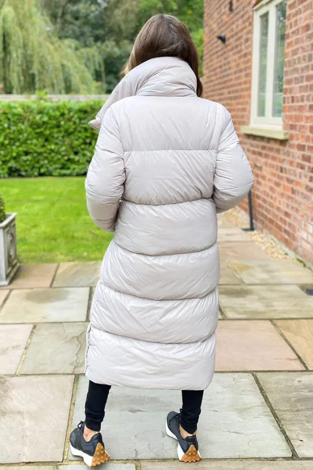 AX Paris Silver Wrap Puffer Coat Coats and Jackets
