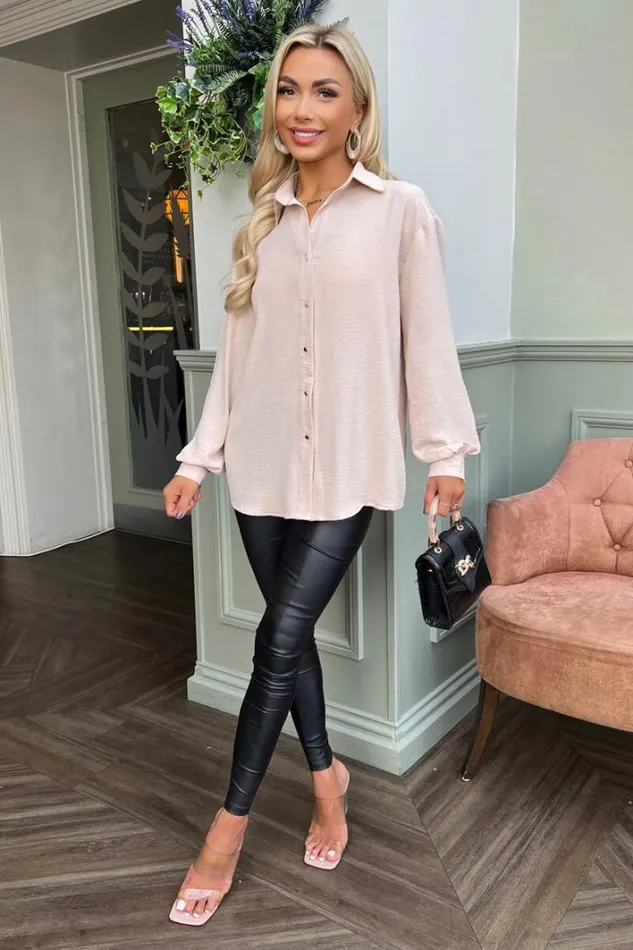 AX Paris Stone Long Sleeve Gold Button Front Shirt Tops