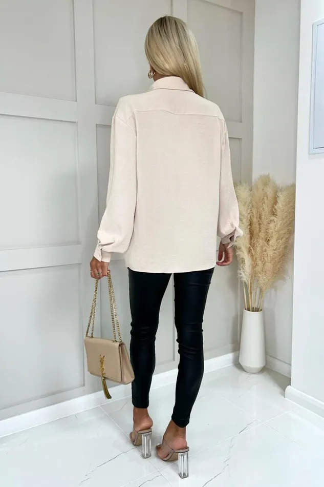 AX Paris Stone Long Sleeve Gold Button Front Shirt Tops