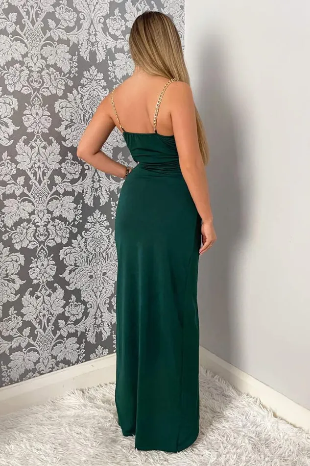 AX Paris Teal Wrap Over Midi Dress With Chain Straps Dresses