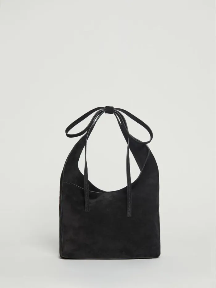Bags The Reformation Small Vittoria Tote Black Suede