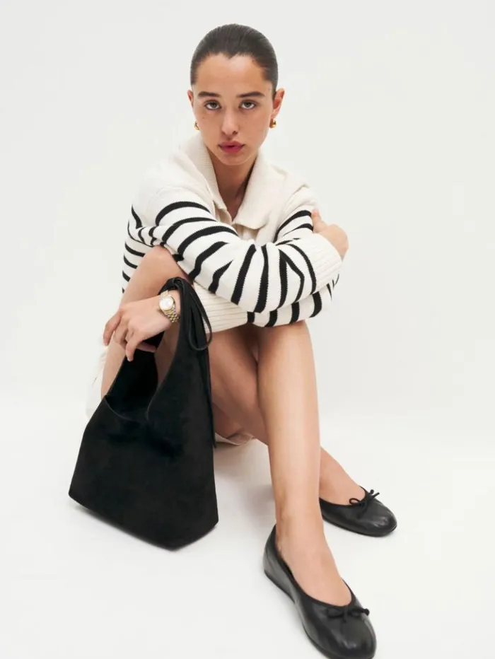 Bags The Reformation Small Vittoria Tote Black Suede