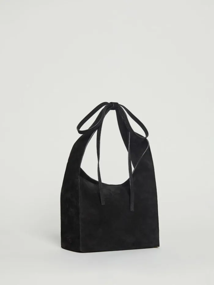 Bags The Reformation Small Vittoria Tote Black Suede