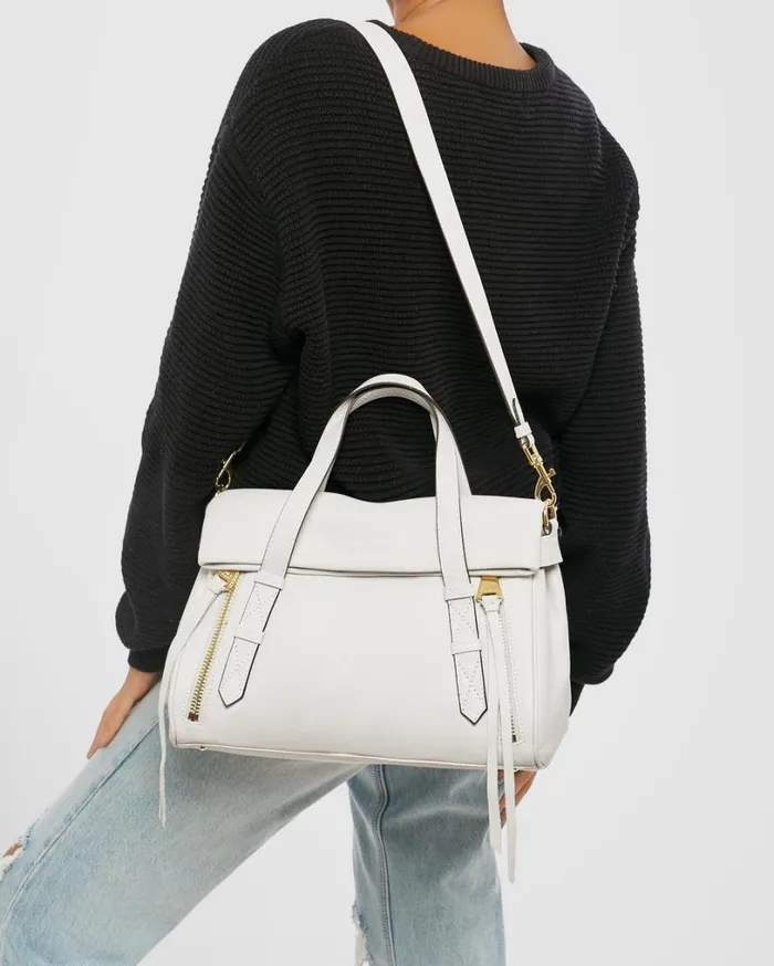 Bali Double Entry Satchel Cloud With Shiny Gold Women Aimee Kestenberg Satchels