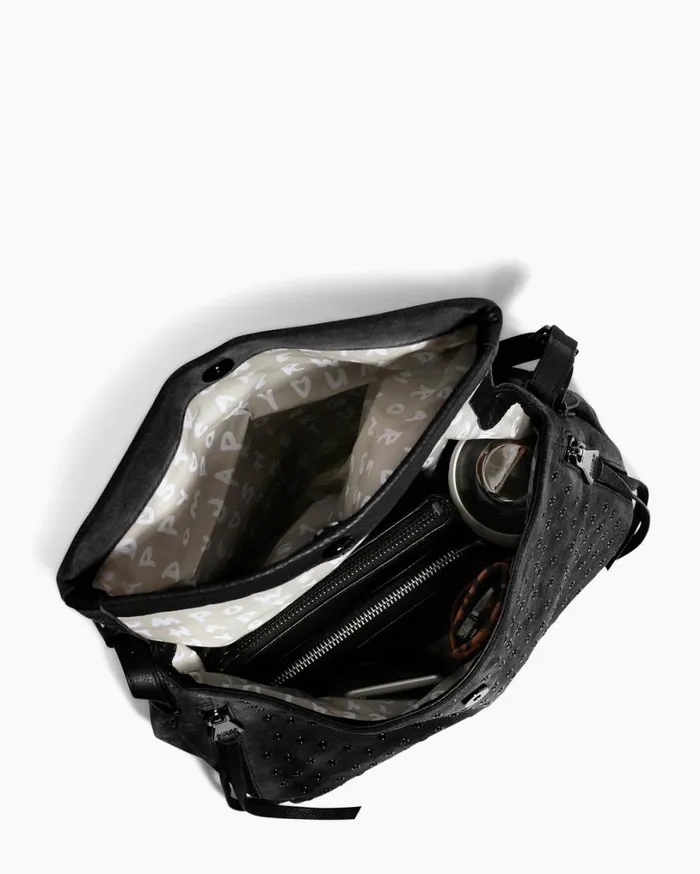 Bali Novelty Double Entry Hobo In Luxury Suede Black With Eyelets Women Aimee Kestenberg Shoulder Bags