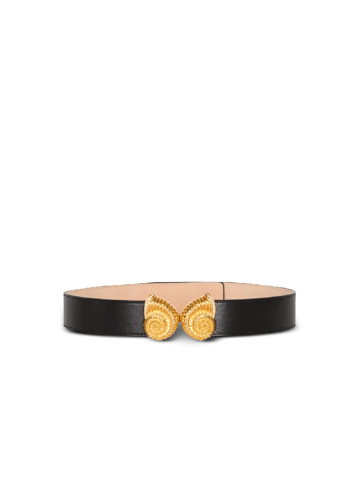 Balmain Belts Women Leather Belt With Embellished Buckle Black