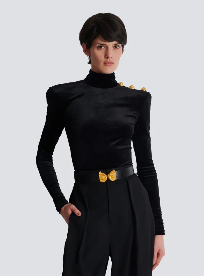 Balmain Belts Women Leather Belt With Embellished Buckle Black