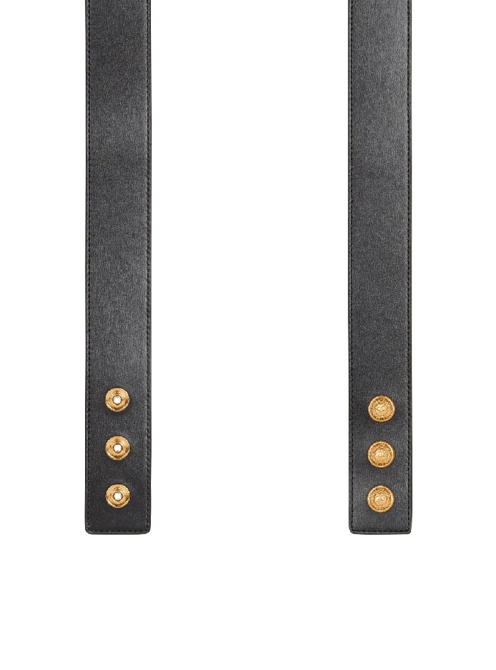 Balmain Belts Women Leather Belt With Embellished Buckle Black