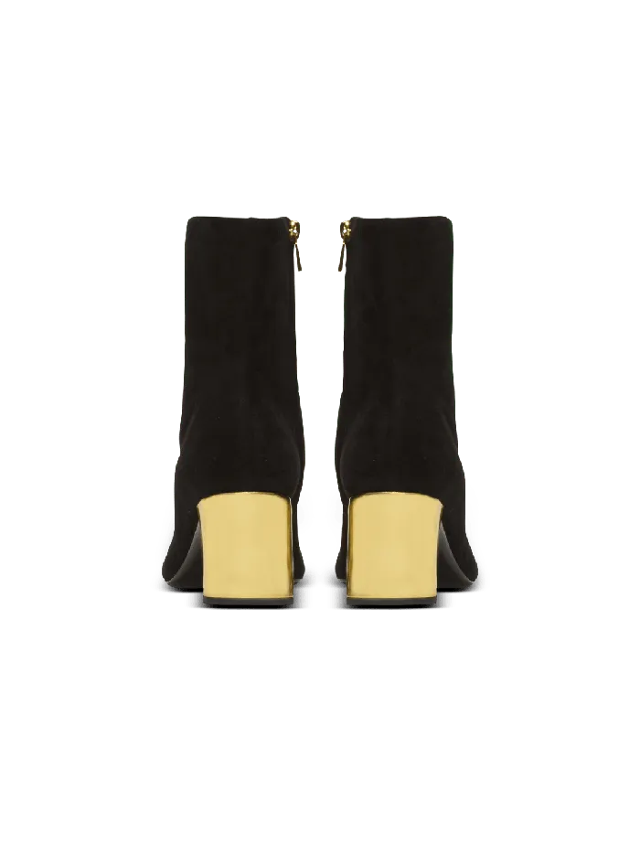 Balmain Boots Women Edna Ankle Boots In Suede And Mirrored Leather Black