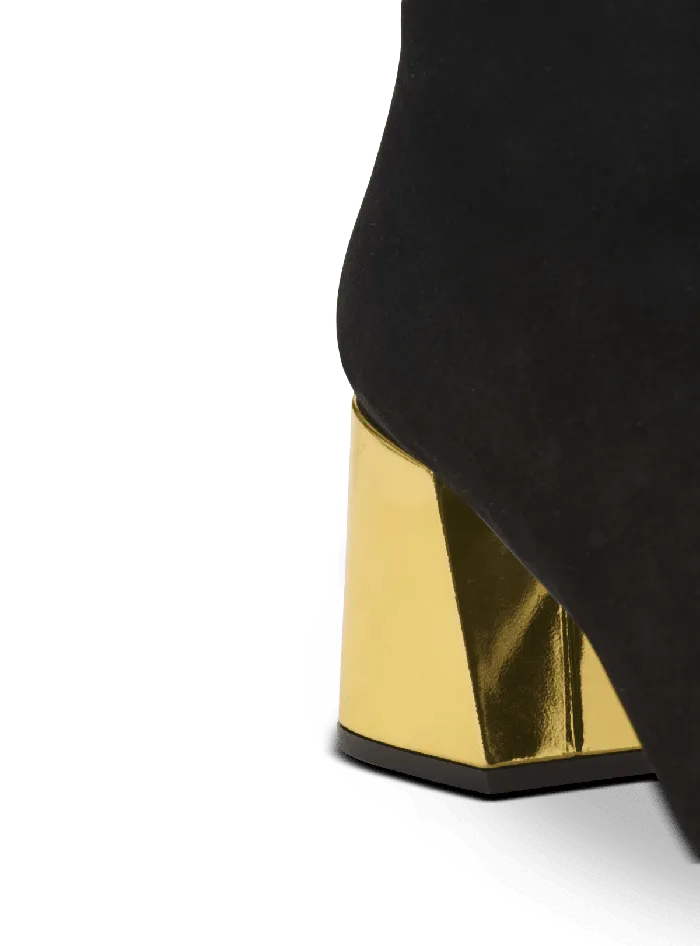 Balmain Boots Women Edna Ankle Boots In Suede And Mirrored Leather Black