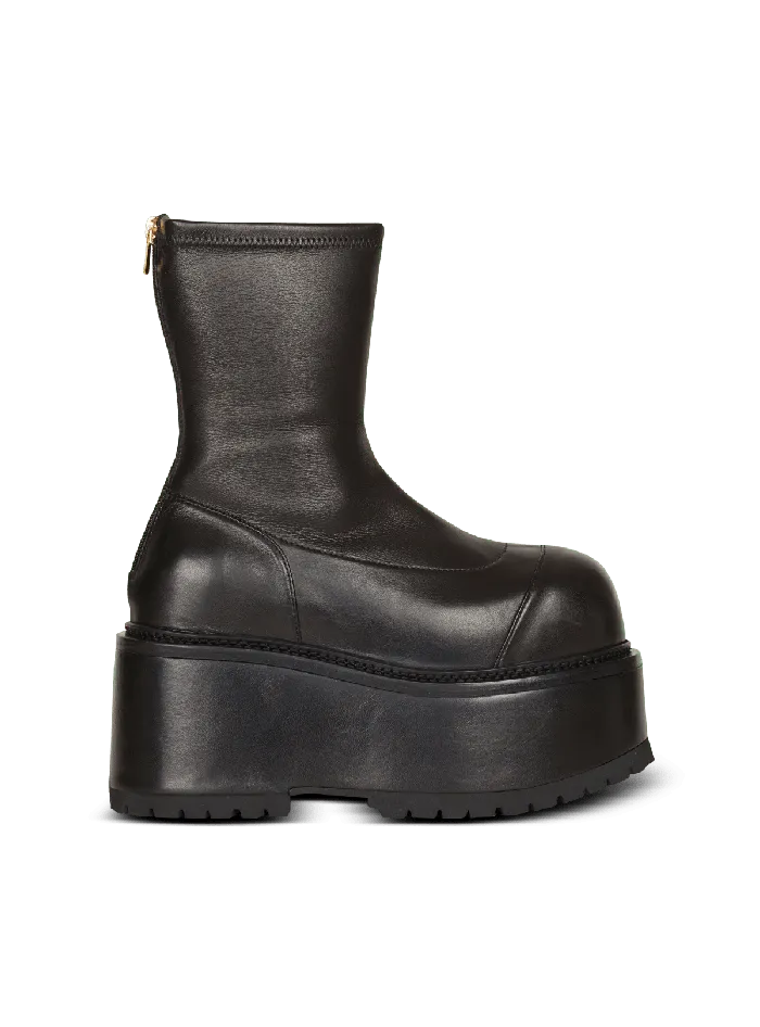 Balmain Boots Women Leather Platform Boots Black