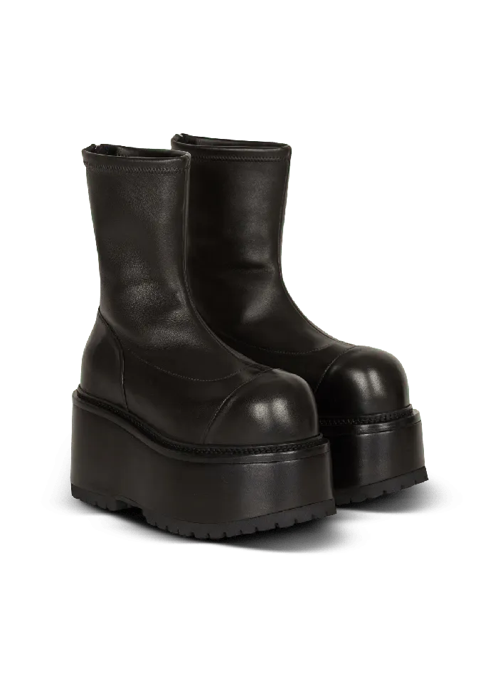 Balmain Boots Women Leather Platform Boots Black