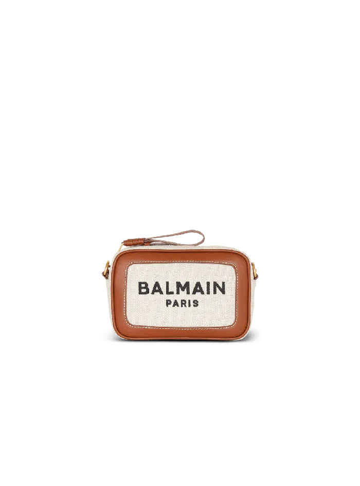 Balmain Crossbody Bags Women BArmy Canvas And Leather Clutch Beige