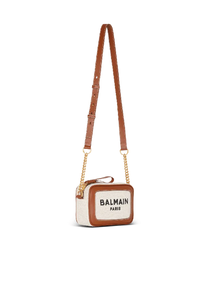 Balmain Crossbody Bags Women BArmy Canvas And Leather Clutch Beige